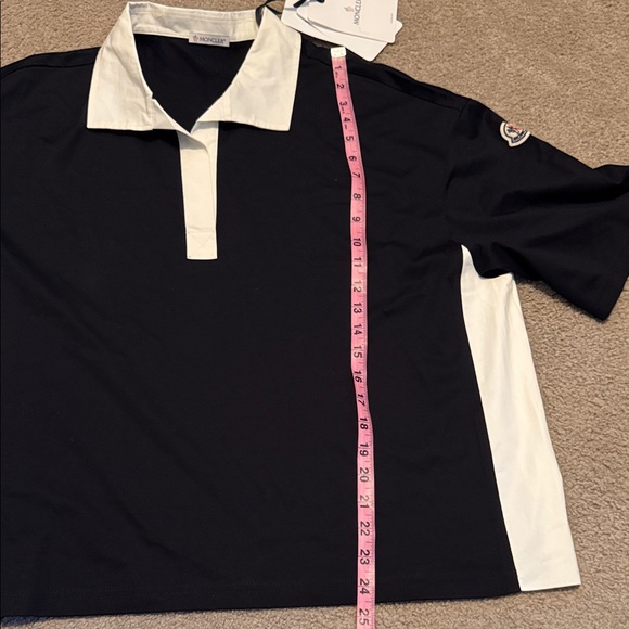 New Moncler Luxury Polo Manica Corta Shirt in Black and White - Picture 12 of 12